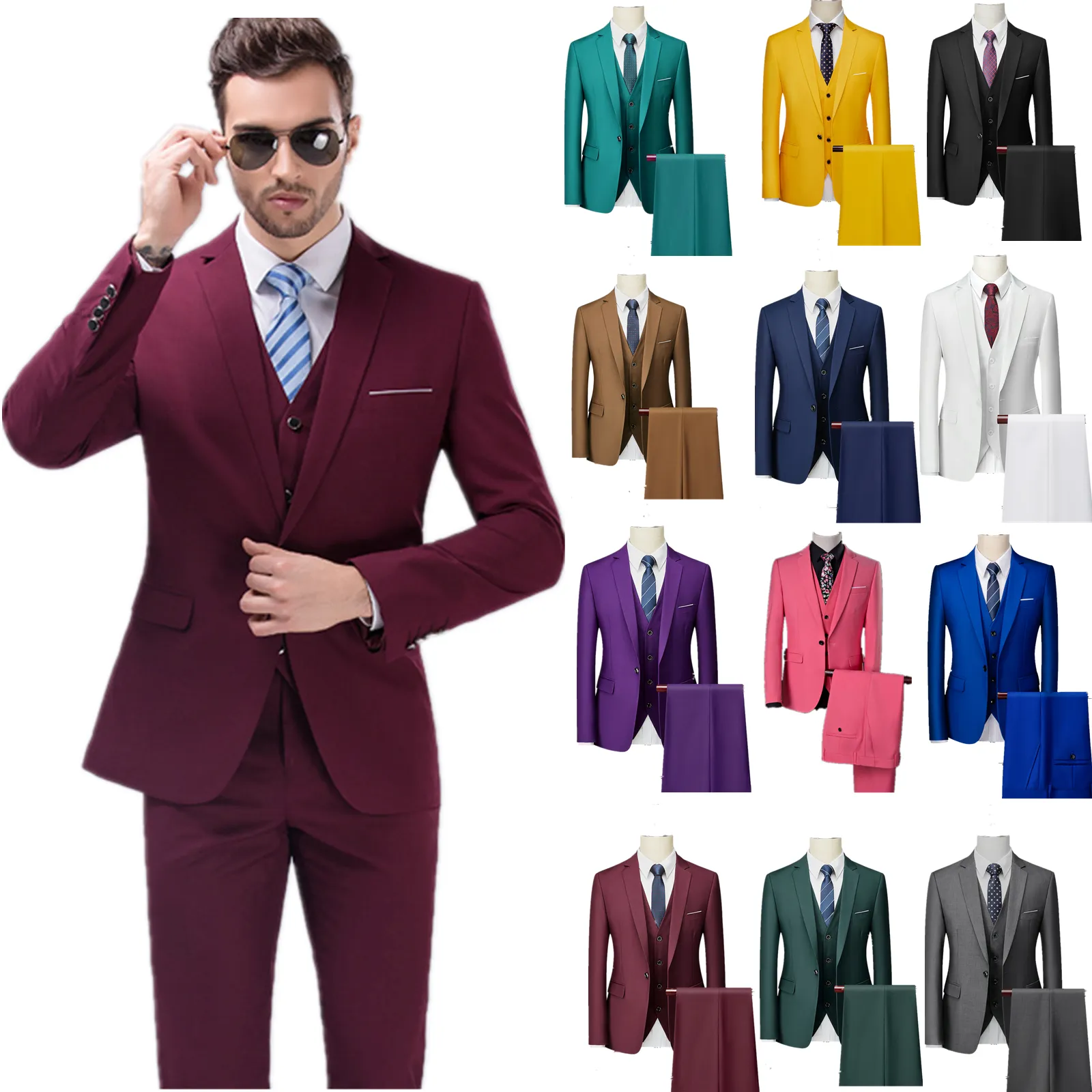 2022 LUXURY New Design Men's Suits 3 Pieces High Quality Groom Wear Business Casual Men Suit Blazer Wedding Suit For Men