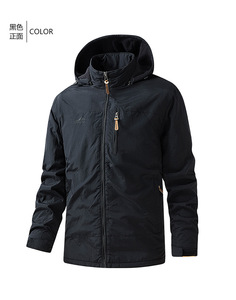 Veste en peluche épaisse et chaude imperméable pour hommes, manteaux techniques brodés pour le travail en plein air - Product Image 3