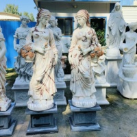 Pas cher prix extérieur pierre maison jardin grandeur nature récolte déesse grecque dame Sculpture avec panier de raisin Statues