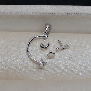 Pendentif globe en argent S925 avec perle de 10-11 mm, accessoires DIY pour femme, plateau vide, produit semi-fini 3933 - Product Image 4