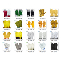 Gants de travail de sécurité en cuir avec paume en tissu rouge résistant à l'abrasion, durables, pour la construction industrielle, avec manchette en velcro