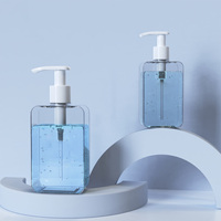 Flacon de lotion transparent en PETG biodégradable de 200 ml et 300 ml, forme carrée, distributeur de savon pour salle de bain, flacons en plastique pour shampooing