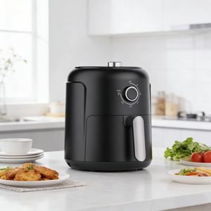 Friteuse à air électrique en plastique 1000W 2.6L, contrôle manuel, carrée, efficacité énergétique, réglable, avec panier antiadhésif, pour usage domestique - Product Image 6