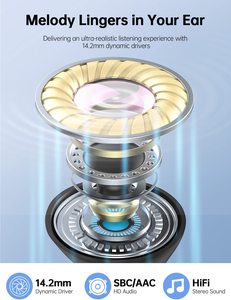 Tai nghe không dây <span class=keywords><strong>mini</strong></span>, thời gian chơi nhạc 40 giờ, âm thanh nổi HiFi, micro HD khử tiếng ồn, <span class=keywords><strong>Bluetooth</strong></span> 5.3, có màn hình LED, mẫu miễn phí - Product Image 4