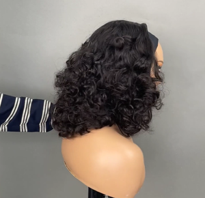 Peruca com Faixa de Cabelo Cacheado Natural Preto, Cabelo Humano, Sem Cola, Fácil de Instalar, Ideal para o Verão, para Mulheres, Uso Diário - Product Image 3