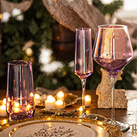 Magnifiques gobelets à eau électro-plaqués violet, verres à champagne, gobelets à vin en cristal pour les fêtes