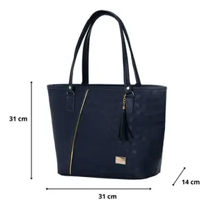 Sac fourre-tout en cuir véritable pour femme Fana Cayetana bleu marine M3845 renforcé élégant pour usage quotidien - Product Image 4