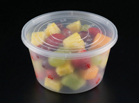 Cup Sup Plastik Sekali Pakai & Wadah Deli, Dapat Digunakan di Microwave, Wadah Makanan Bulat Gaya Amerika dengan Tutup untuk Sushi, Mie, Jus