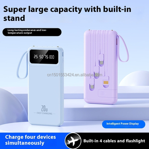 Siêu Mỏng 10000MAh Ngân Hàng Điện 2A Nhanh Chóng Sạc Pin Di Động Sạc Được Xây Dựng Trong 4 Cáp Điện Thoại Chủ Dây Buộc Đèn Pin - Product Image 3