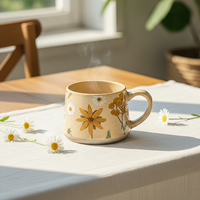 Tasse à café en céramique vintage faite à la main, édition limitée, motif floral saisonnier classique, cadeaux d'affaires transfrontaliers