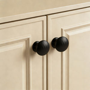 มือจับแบบรูเดียวสีดำสำหรับลิ้นชักตู้เสื้อผ้า ลูกบิดกลมทำจากโลหะผสมสังกะสีแข็งแรงสำหรับฮาร์ดแวร์ประตูตู้  มือจับสำหรับลิ้นชักตู้เสื้อผ้า - Product Image 1