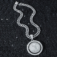 Nuevo Collar con Colgante de Ángel Giratorio Personalizado de Estilo Punk con Cadena Cubana de Circonio para Hombre, Chapado en Oro