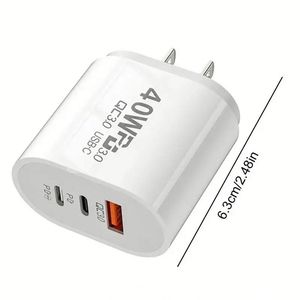 Dual PD+<b>USB</b> Fast Charging 40W TYPE C Port Suitable for Phone 16 15 Pro Max 20W Fast Charging QC3 0 EU/US Standard Travel Charger - Product Image 3