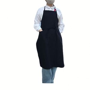 Tablier de travail japonais et coréen en coton et lin, généreux, simple, sans manches, personnalisable, pour le jardinage et le nettoyage en fleuriste - Product Image 1