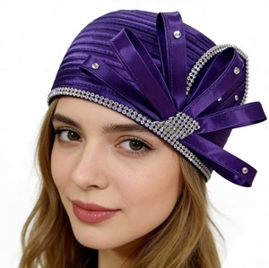 Nouveau chapeau en tissu avec nœud papillon et diamants au centre, style vintage, Fascinator, chapeaux pour les fêtes du thé, pour robes de mariée et banquets - Product Image 1