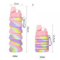 Gourde pliable en silicone de qualité alimentaire 500 ml pour sports de plein air, résistante aux hautes températures, portable et moderne