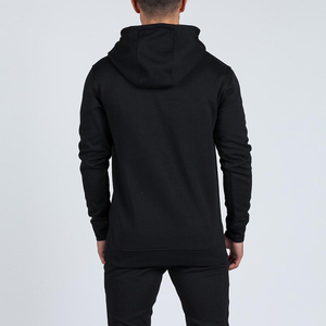 Sweats à capuche unis vierges pour hommes Sweats à capuche en coton polaire <span class=keywords><strong>noir</strong></span> pour hommes - Product Image 4