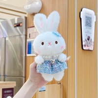 Élégant petit lapin en peluche porte-clés, breloque de sac tendance, pendentif animal en peluche, jouet pour machine à griffes, vente en gros