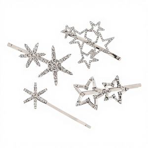 Pince à cheveux coréenne en alliage de zinc électroplaqué, double étoile à cinq branches, pince latérale pour frange, accessoire de coiffure pour femme, style japonais et coréen - Product Image 1