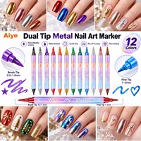 Ensemble de 12 stylos 3D pour nail art, 0,7 mm, pour le nail art, le pointillage, le dessin, la peinture, le traçage, pour la décoration des ongles de Noël DIY