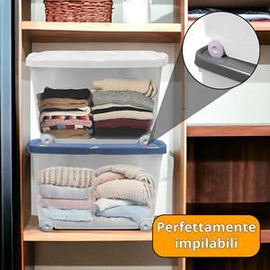 Boîte de rangement pour vêtements Belli & Forti 60L avec couvercle et roulettes 60x40x36 Conçue pour l'organisation et la commodité - Product Image 3