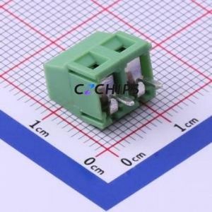 XY127V-5.0-2P Screw Terminal Block Through hole Component (THT),P=5mm Connector 1x2P 5mm Green Through Hole - Product Image 1