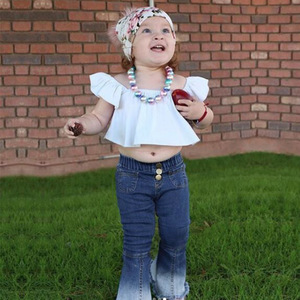 Jeans a Zampa d'Elefante per Bambine, Pantaloni Svasati in Denim per Ragazze, Pantaloni a Gamba Larga - Product Image 4
