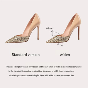Gran oferta, sandalias vacías con lentejuelas ajustadas de Metal puntiagudas elegantes de lujo, sandalias de mujer, <span class=keywords><strong>zapatos</strong></span> de tacón alto para fiesta - Product Image 4