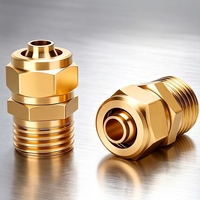 Raccord pneumatique en laiton à compression droite avec écrou de blocage pour tube en PU/nylon de 6/8/10/12 mm, filetage BSPT