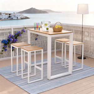 Conjunto de Muebles de Patio Modernos de 5 Piezas con Estructura de Aluminio, Cojines Personalizables y Mesa Superior para Patio, Balcón y Uso Costero - Product Image 2