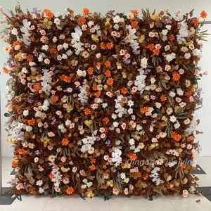 Mur de fleurs artificielles en gros 8ft x 8ft, panneaux muraux en soie de roses, décoration de fond mural enroulable - Product Image 3