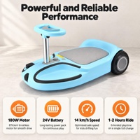 Kart électrique amusant pour enfants 24V, trottinette de drift avec poignée réglable, vitesse 14km/h, en alliage d'aluminium, pliable et portable, pour l'équilibre des enfants