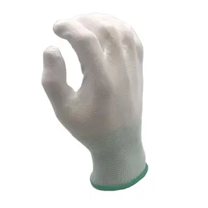 Дешевые белые полиуретановые перчатки 13 калибра полиуретановые перчатки с покрытием из полиэстера нейлоновые защитные перчатки