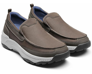 Mocassins en maille marine pour homme, semelle épaisse, sportifs, confortables, à porter au quotidien, détails de couture, motif à carreaux, toutes saisons - Product Image 5
