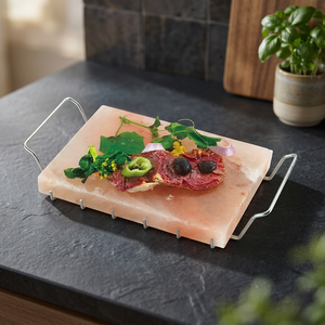 Plato con Forma de Ladrillo para una Cocina Hermosa y Decoración del Hogar, Losas Talladas de Sal Rosa del Himalaya Orgánica y Natural - Product Image 1
