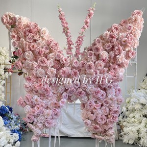 IFG 1.5x1.7m farfalla artificiale decorazioni <span class=keywords><strong>di</strong></span> nozze arco fiore sfondo rosa rosa per eventi - Product Image 5
