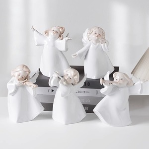 Ceramica bianca piccolo angelo che canta ornamenti di gruppo per le vacanze <span class=keywords><strong>decorazioni</strong></span> per la casa regali per natale e altri festival - Product Image 4