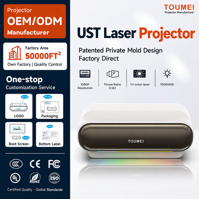 Wholesale Ultra Short Throw Projector 1080P RGB Laser Projector WiFi Auto Focus MEMC Android DLP UST Projector Manufacturer