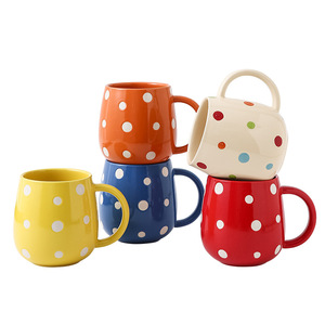 Beautiful hand-painted ceramic <b>mug</b>, <b>cute</b> and creative, with underglaze polka dot design, large capacity, perfect for home use, - Product Image 2