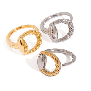 Stainless Steel Threaded Horseshoe Buckle <b>Open</b> <b>Ring</b> Unisex Fashion Jewelry Gift - Product Image 1