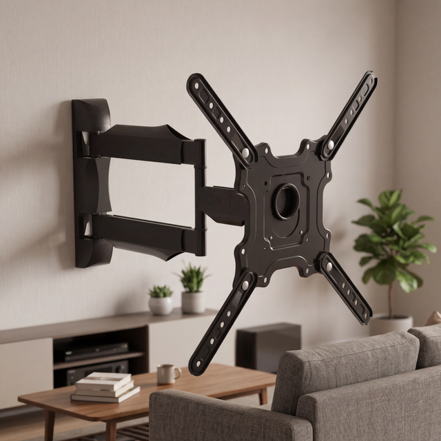 Perlegear Full Motion TV Mount 2665 Inch Flat Curved TVs 82 Lbs Alloy Steel Wall Mount Articulating Arms Tool-Free Tilt