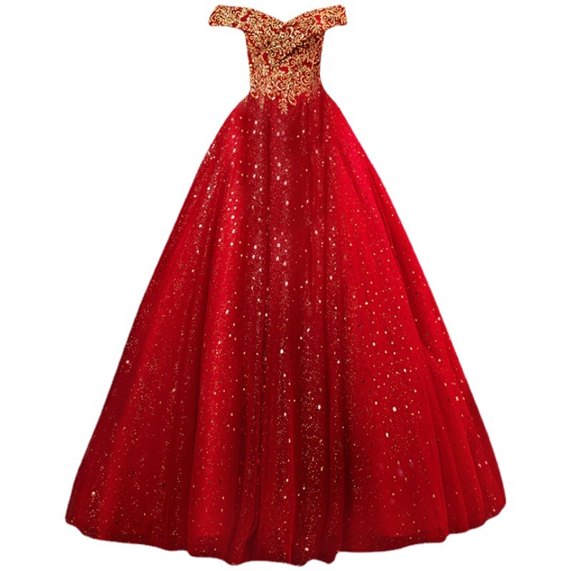 green emerald velvet dress Aconiconi Light Luxury Gilt French Jacquard Midi Bridal Dress main image 0