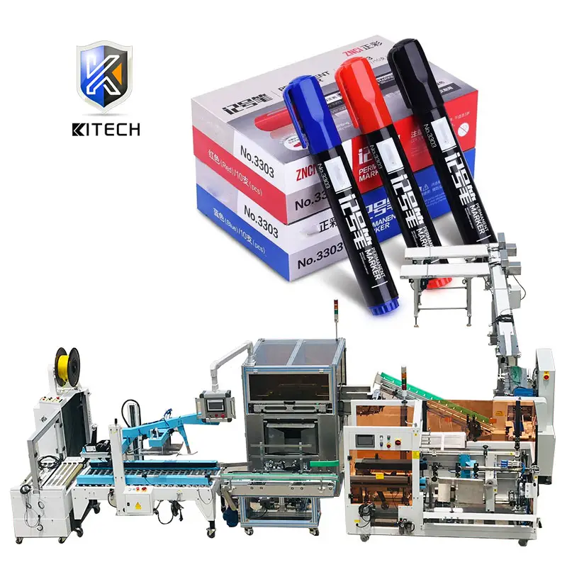 KITECH Alta Velocidade Automática Multi Canetas Cartonagem Máquina Marcador Canetas Color Crayon Carton Box Packing Machine