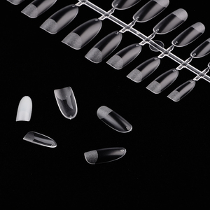 Long Almond Clear Nail Tips Full Cover No <b>Filing</b> Transparent False Acrylic Fingernails 12 Sizes - Product Image 4