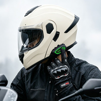 Casque modulaire de moto DOT personnalisé en gros avec double visière, casque rabattable avec Bluetooth, ensemble de trois pièces avec gants, directement de l'usine
