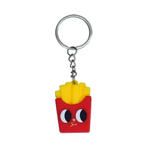 Melhor China Preço Baixo Adorável Batatas Fritas Pizza Hot Dog Hamburgo Keychain Criativo Simulação Comida Keychain