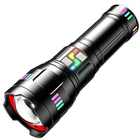 Lampe torche rechargeable à longue autonomie avec zoom télescopique, lumière laser, batterie 18650, lumière puissante pour l'extérieur