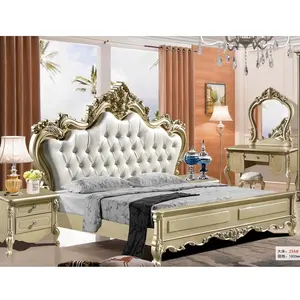 유럽 디자인 에어 가죽 나무 퀸 침대 모델 퀸 사이즈 침대