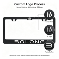BOLONG Prix de gros Cadre de plaque d'immatriculation en plastique ABS noir, norme américaine, avec logo personnalisé, support de plaque automobile, fourniture d'usine