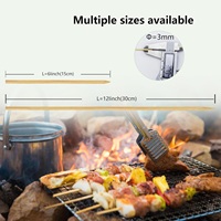 Brochettes en bambou rondes naturelles - Longues brochettes coréennes pour barbecue en plein air avec finition lisse, écologiques, jetables, résistantes à la chaleur